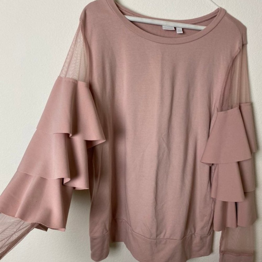 14th & Union blush ruffle blouse Size M
